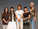 左から加瀬監督、折笠富美子さん、高橋しんさん、折笠愛さん、麻倉晶さん