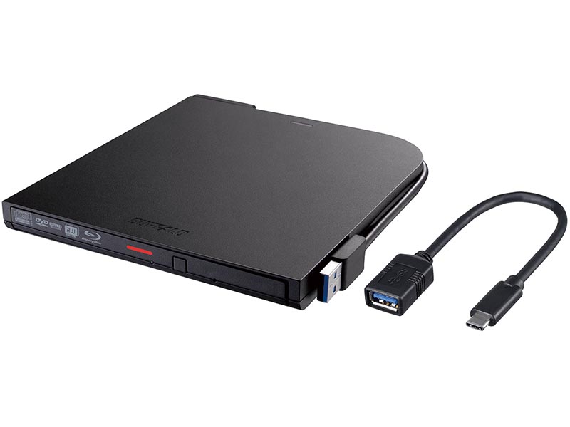 バッファロー、Macbookで使えるUSB Type-Cケーブル付きポータブルBD