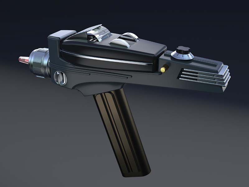 スタートレックのフェザー銃風学習リモコン。9種のアクションを割当