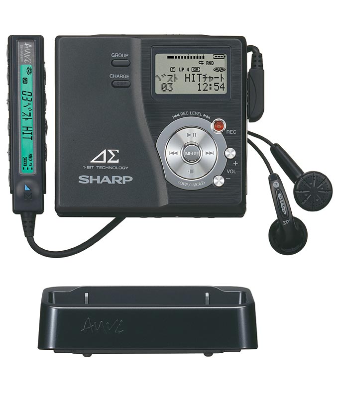 オーディオ機器SHARP ポータブルMDレコーダー AUVI MD-DR77-S