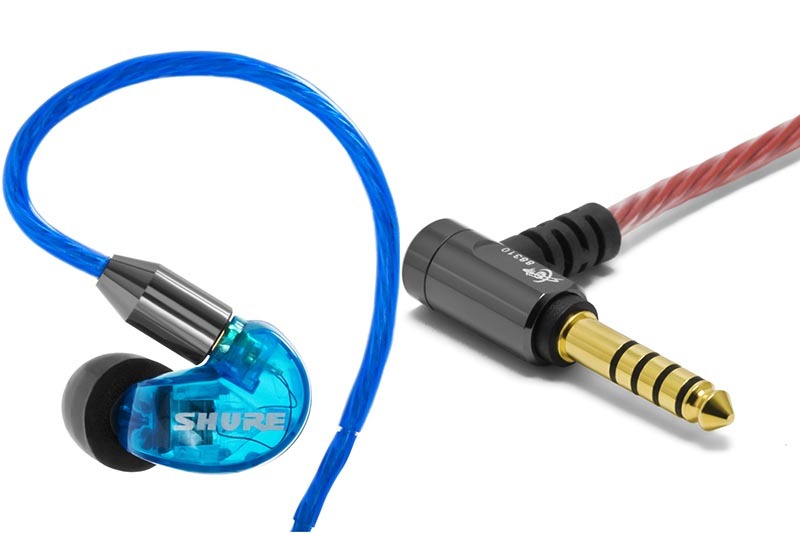 Shure SE215 SEに合わせたZEPHONEの青い4.4mmバランスケーブル。SE535 
