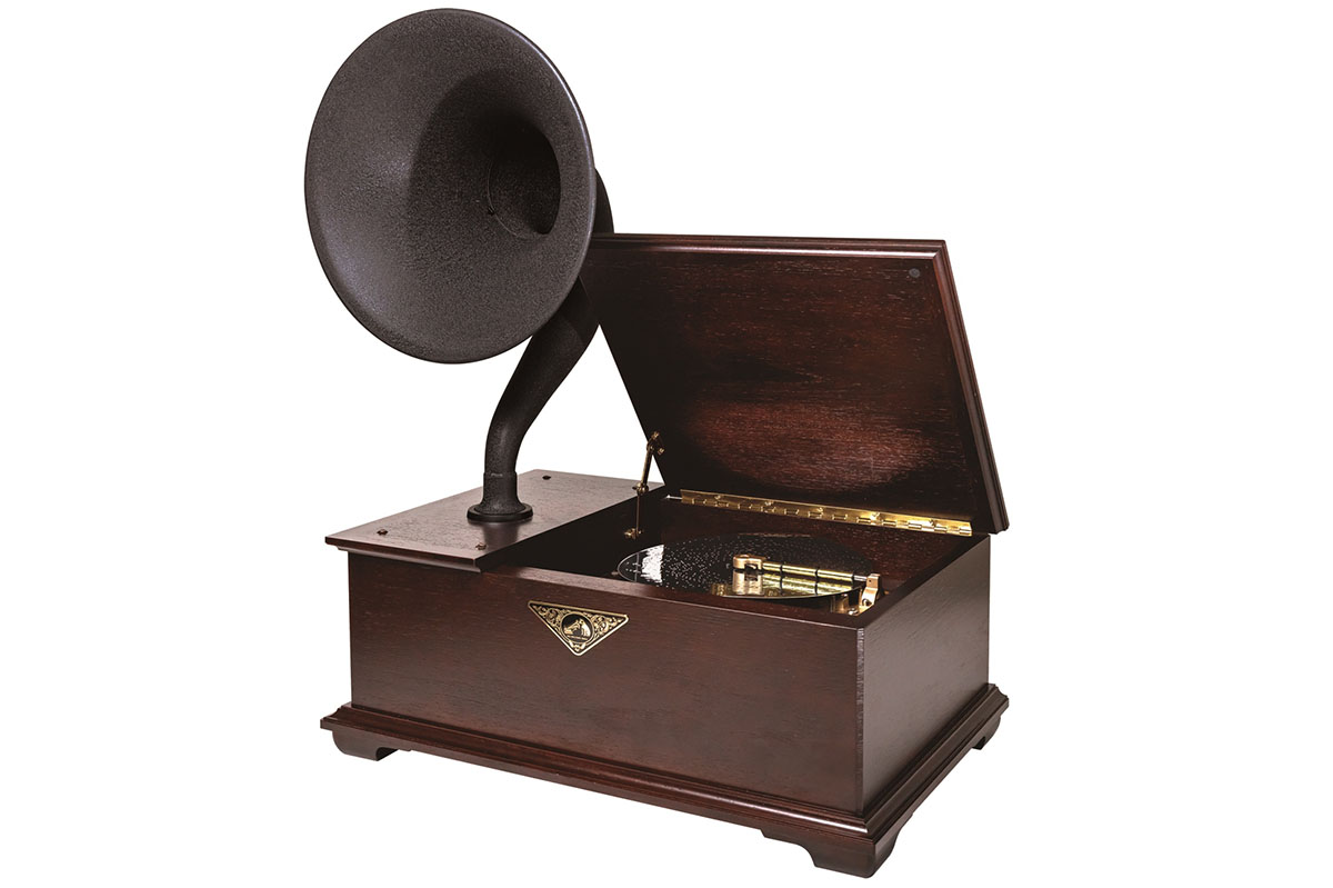 ビクター90周年、120万円のホーン付きオルゴール。ウッドコーン