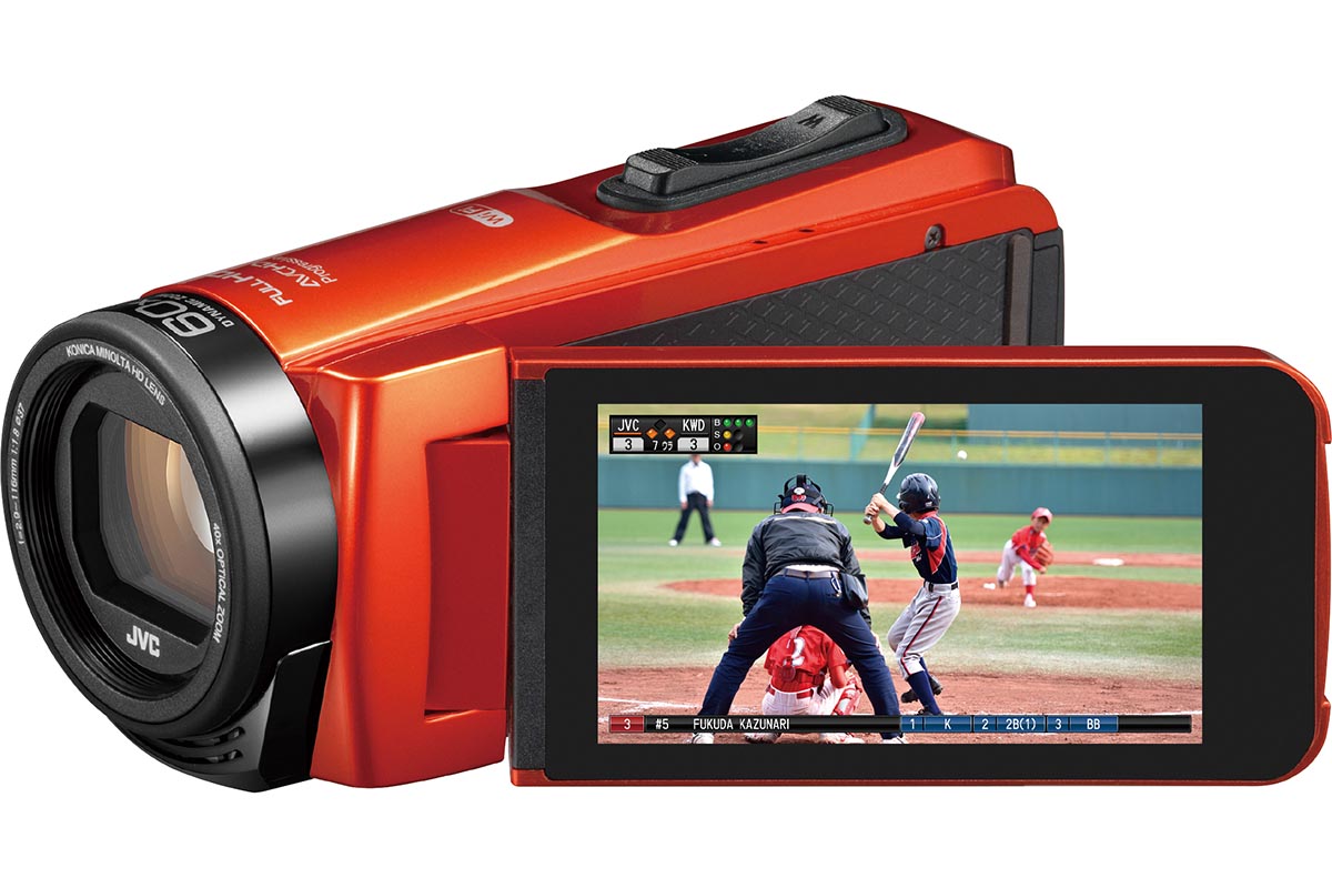 JVC、スコア付き撮影できる1080/60pビデオカメラ。防水防塵で屋外の 