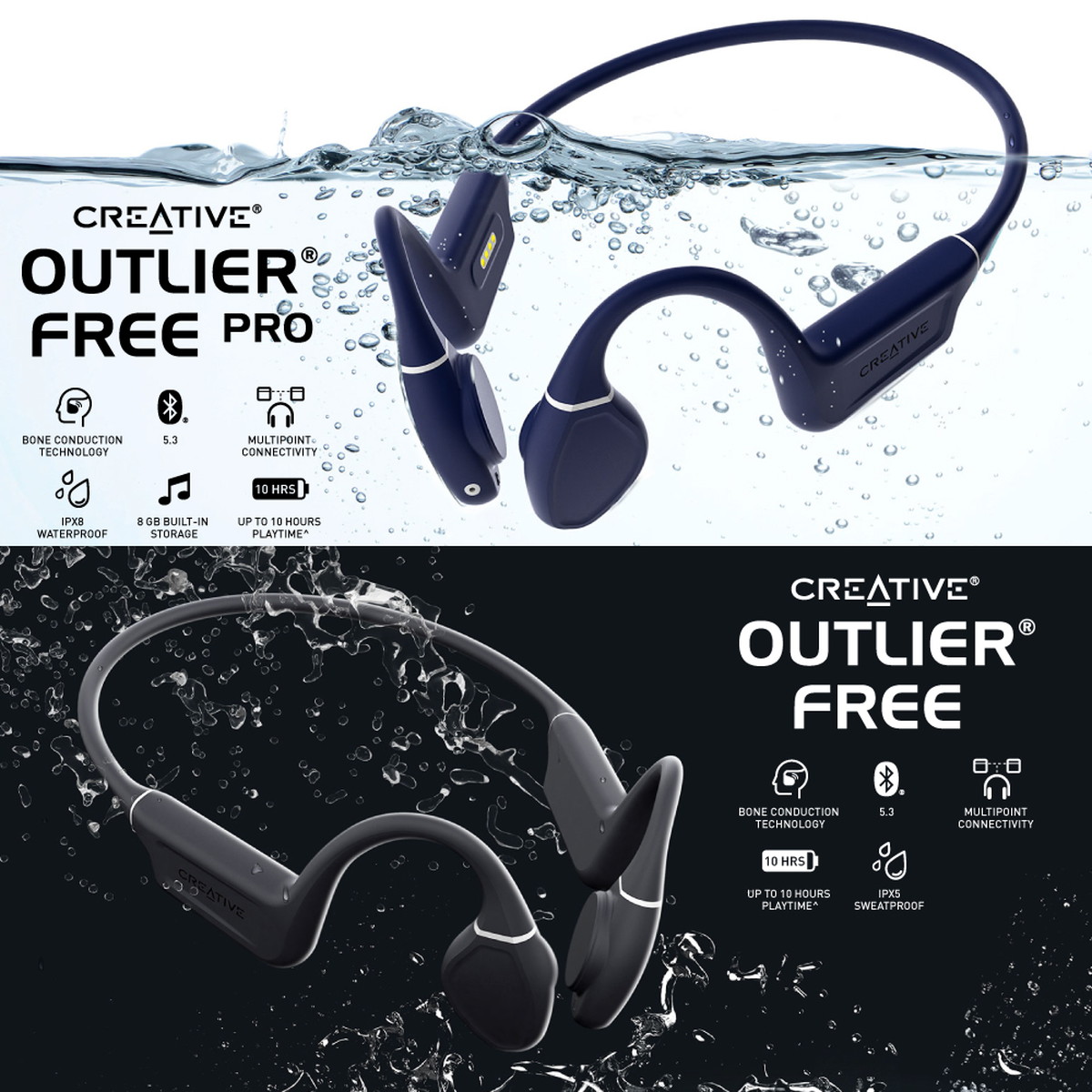 Creative Outlier Free Pro+ 骨伝導イヤホン 骨伝導ヘッドセット初心者にも好適な「Creative Outlier Free Pro＋