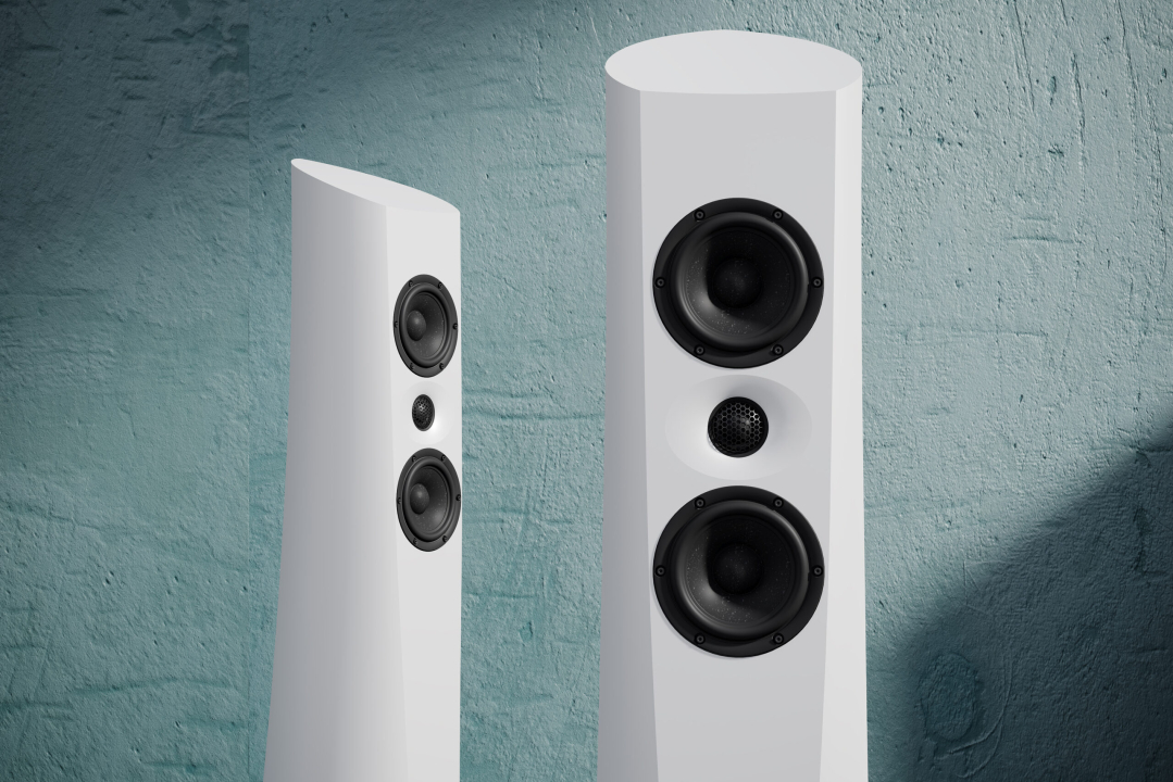 estelon、鉱石×ポリマーキャビの密閉フロアスピーカー「AURA