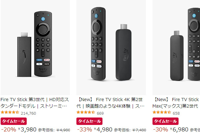 「Amazon初売り」スタート。Fire TV Stick 4Kが33% OFFの4980円