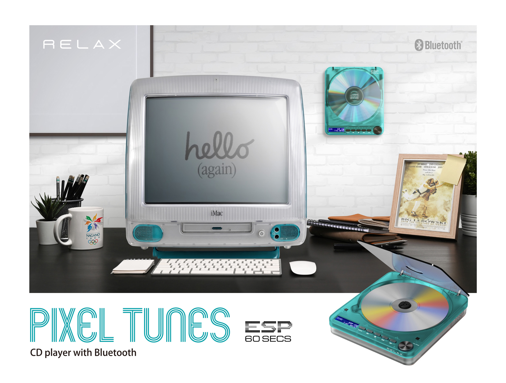初代iMacから着想を得たCDプレーヤー「RELAX PIXEL TUNES」新色「Ray