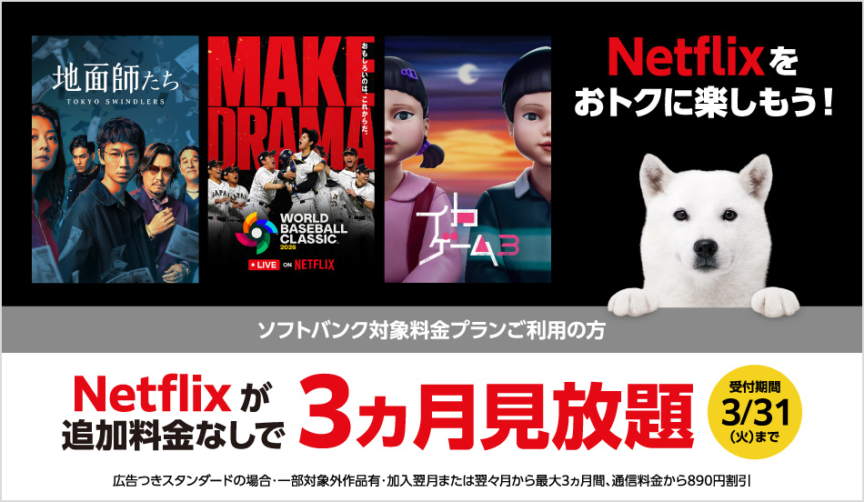 ソフトバンク/ワイモバイル/LINEMOで「Netflixセット」。毎月PayPayポイント付与