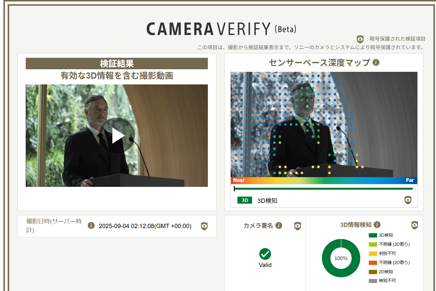 ソニーの真正性情報を外部共有できる「Camera Verify」が動画に対応