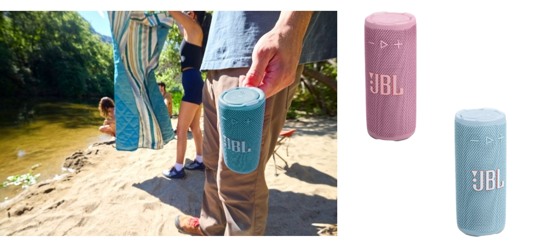 JBL、Bluetoothスピーカー「JBL Grip」に新色。ピンク/ターコイズブルー
