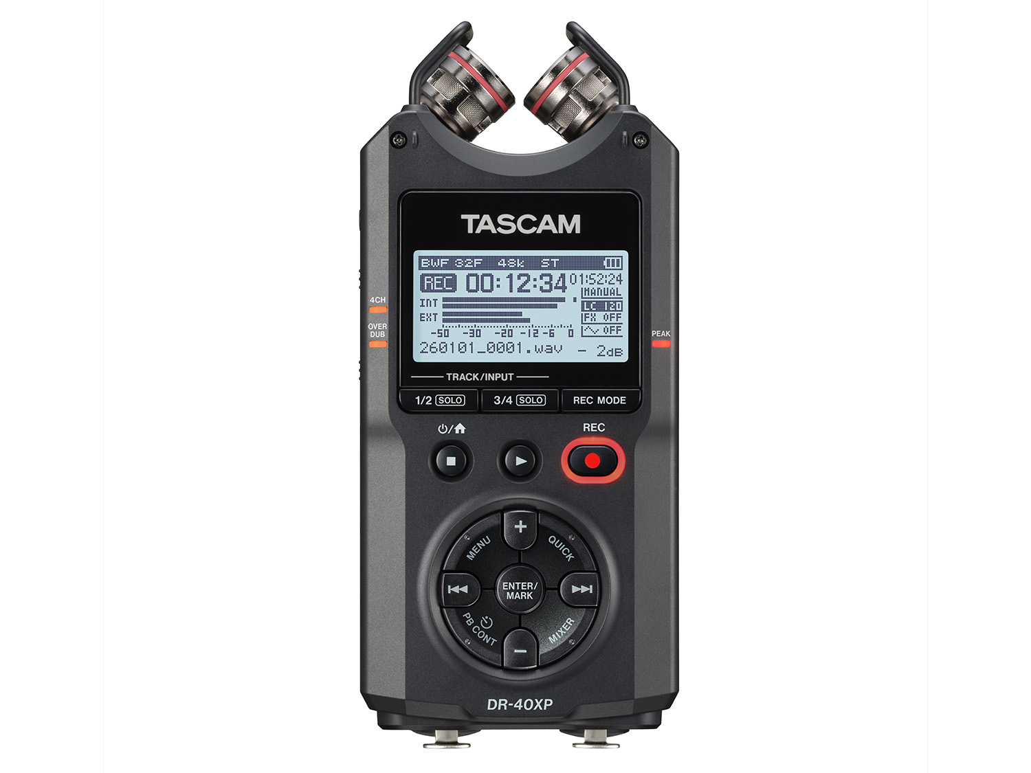 TASCAM、32bit float録音に対応した4chポータブルレコーダー「DR-40XP」