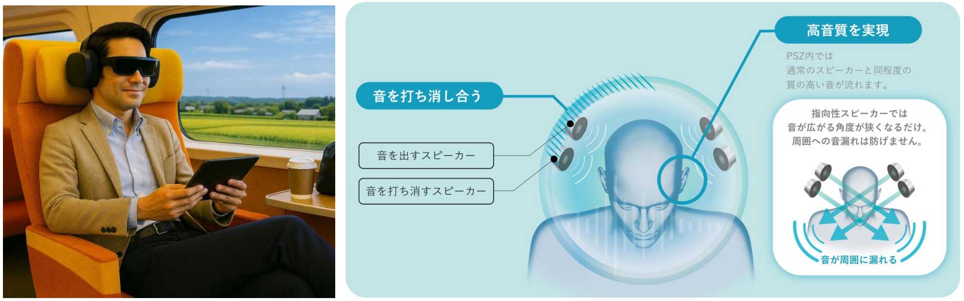 NTT、音漏れ打ち消す「PSZ技術」を新幹線で活用する実証実験