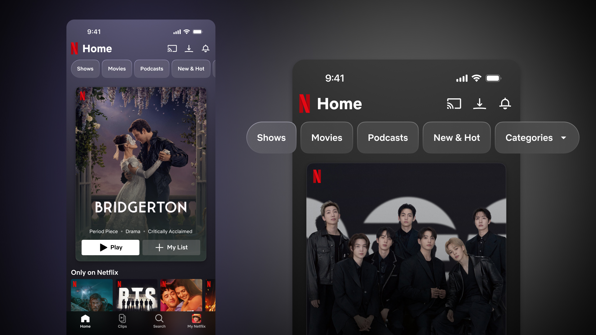 Netflixモバイル用アプリが7月進化、縦型動画フィード「クリップ映像」導入
