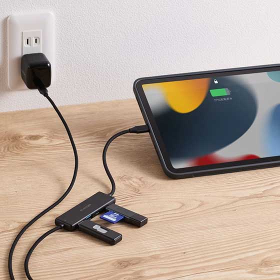 エレコム、PC充電とUSB増設を1本で実現するケーブル一体型USBハブ